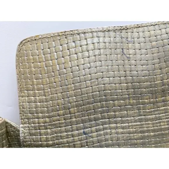 ESCADA Pearlized Light Olive Green & Silver Pearl Woven Leather Handbag - Picture 11 of 11